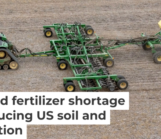 A farmer in Michigan spreads liquid fertilizer on a field. Jim West/UCG/Universal Images Group via Getty Images